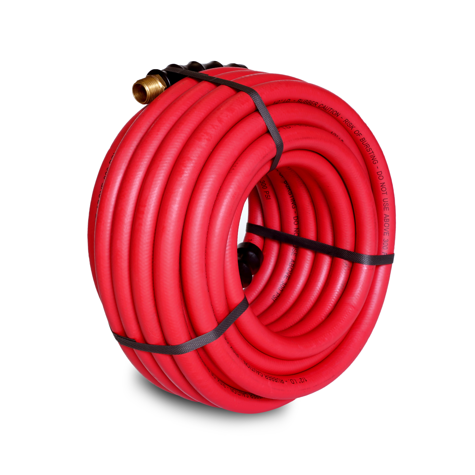 STEELMAN 50-Foot Long Red Rubber 1/2-Inch ID Hose Reel Replacement Air Hose with 1/2-Inch NPT Brass Fittings 96847-IND